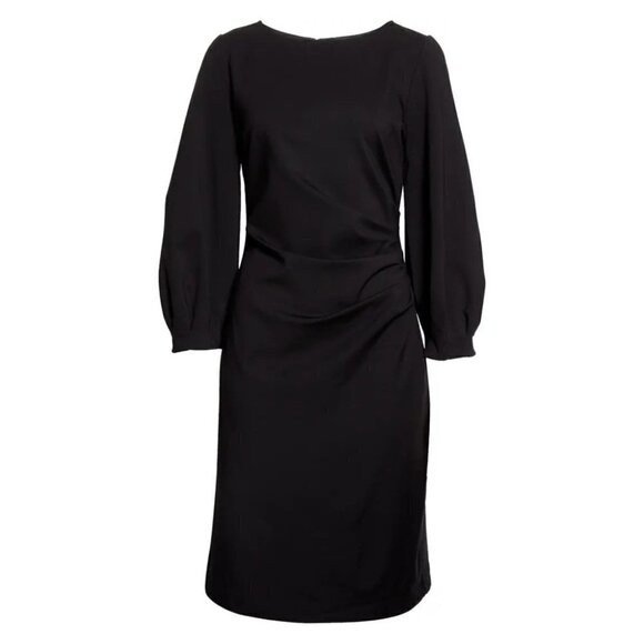 Kobi HALPERIN Black Charlotte Double-Knit Ruched Midi Dress Size Large / 12 - Picture 3 of 12